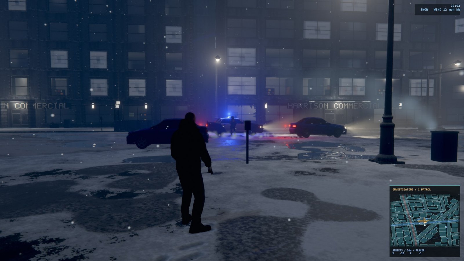 Actual prototype screenshot of armed combat and a police response